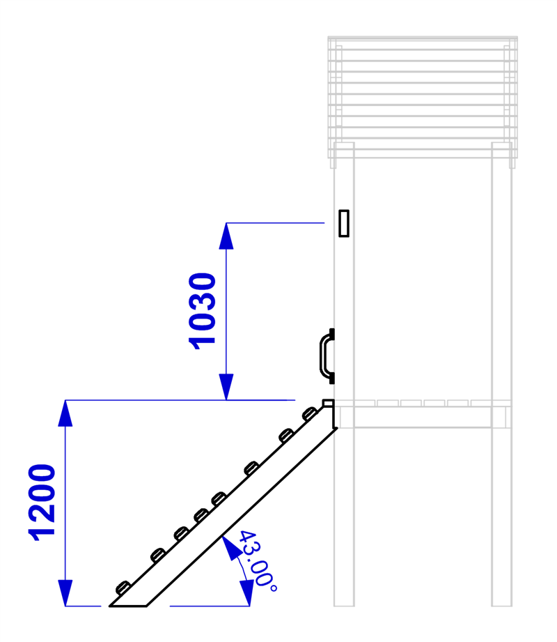 Technical render of a Climbing Ramp (1200mm)